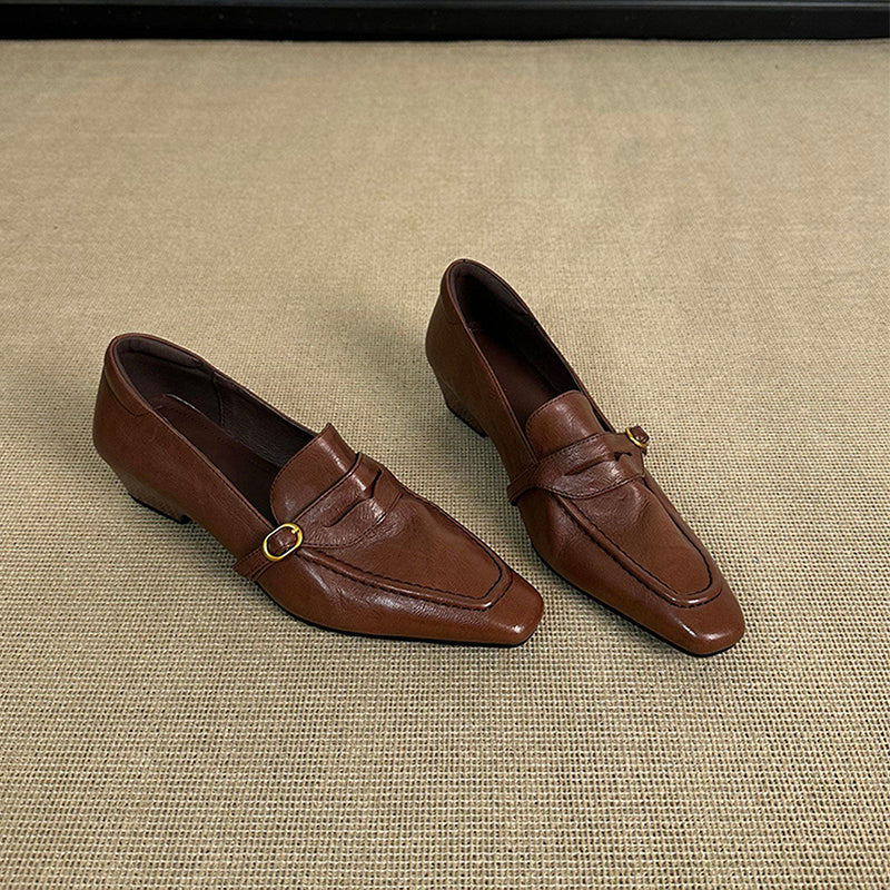 VELORA Buckle Detail Pointed Toe Loafers