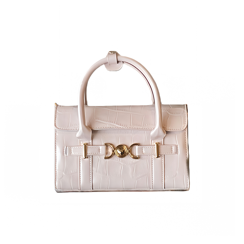 VELORA Luxury Croc‑Embossed Glossy Top‑Handle Handbag