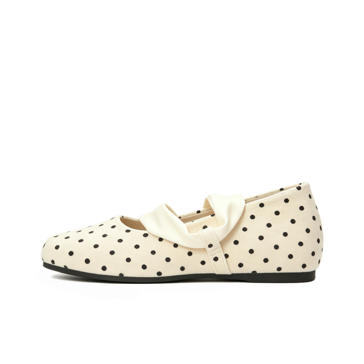 VELORA Polka Dot Bow Strap Mary Jane Flats