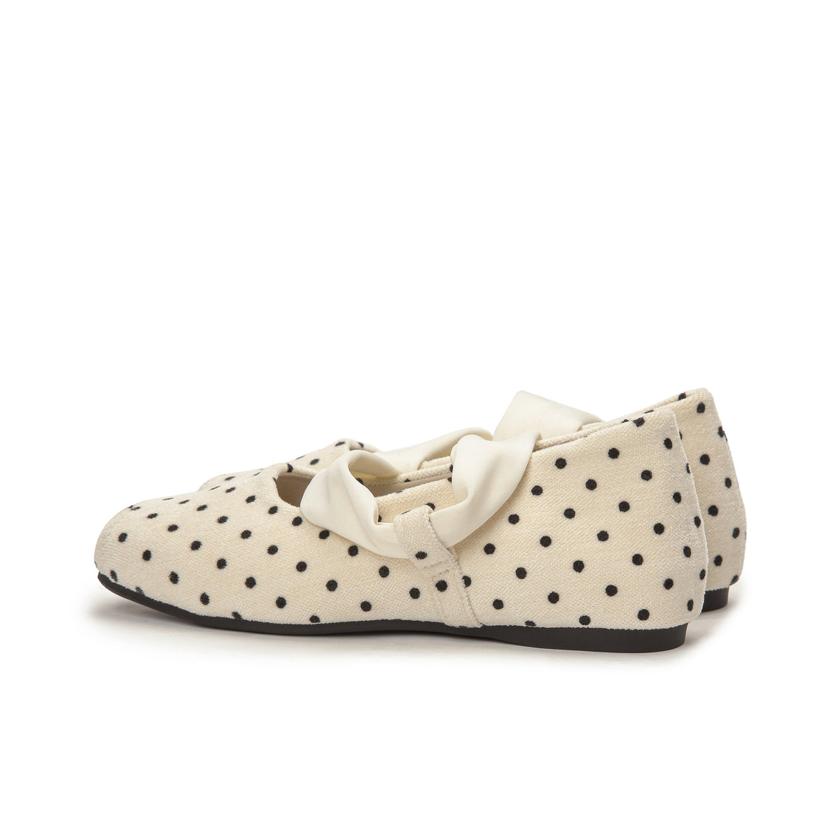 VELORA Polka Dot Bow Strap Mary Jane Flats