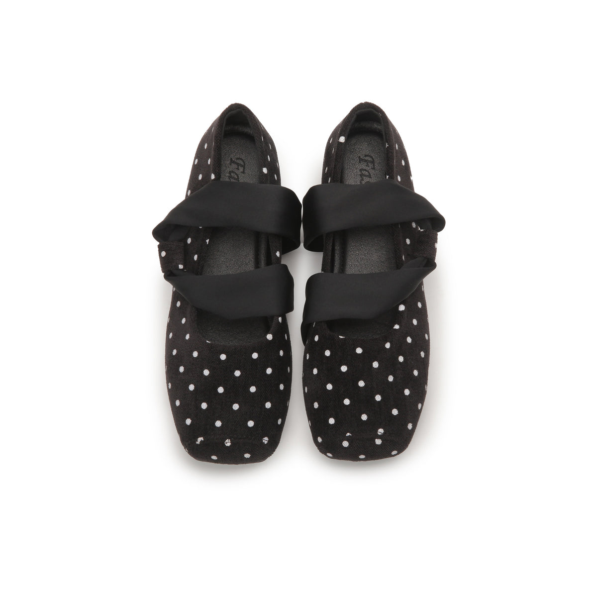 VELORA Polka Dot Bow Strap Mary Jane Flats