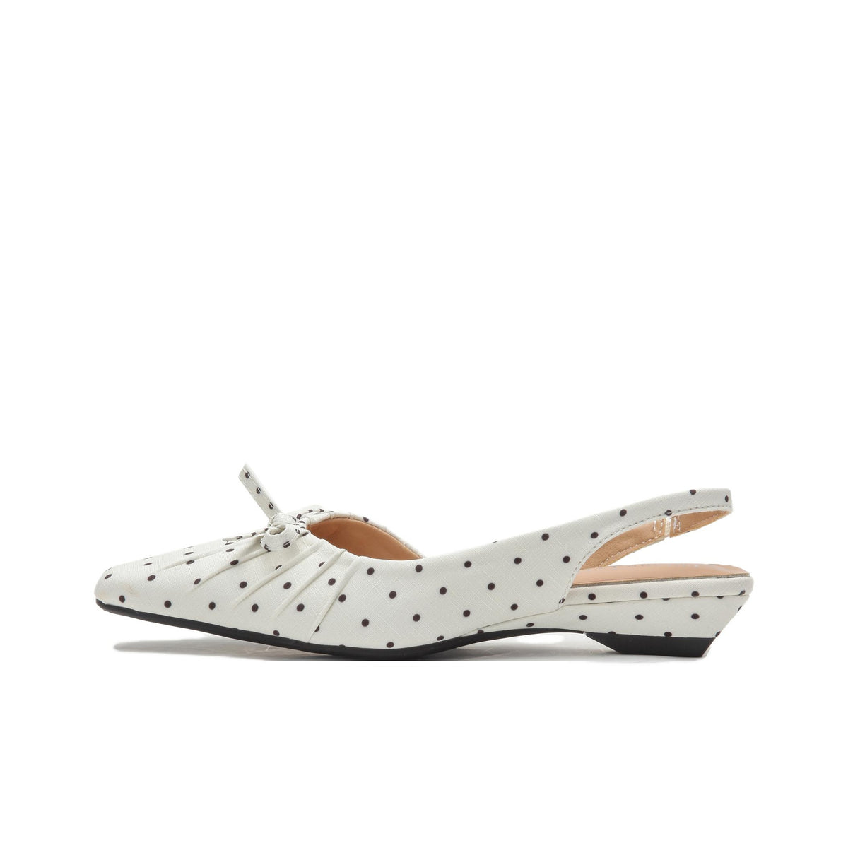 VELORA Polka Dot Bow Slingback Flat Shoes