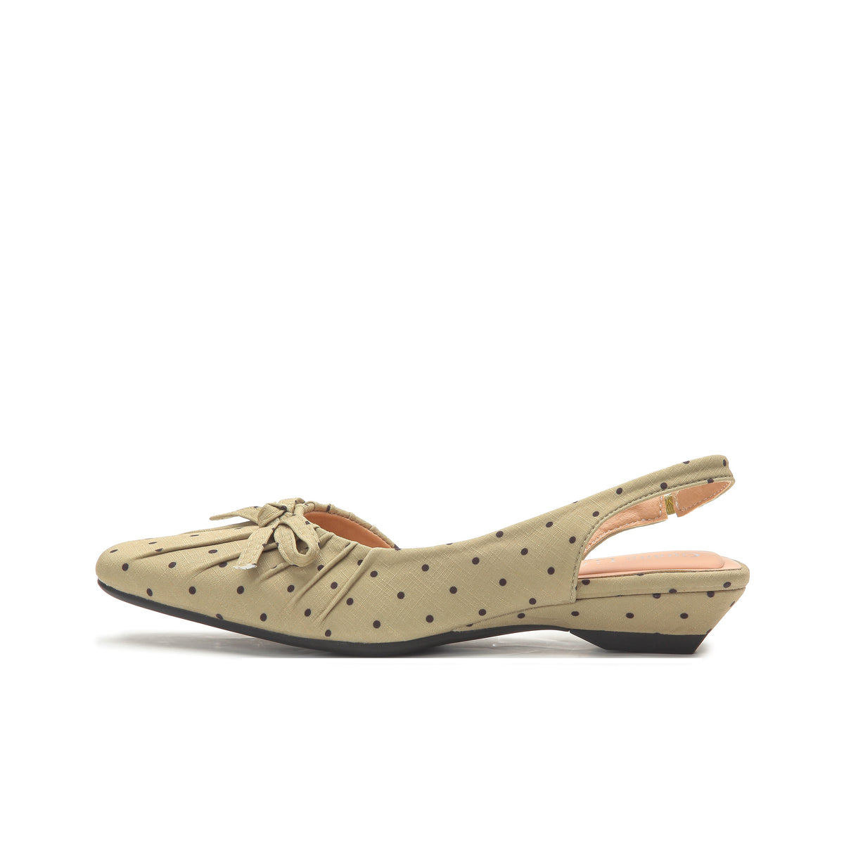 VELORA Polka Dot Bow Slingback Flat Shoes