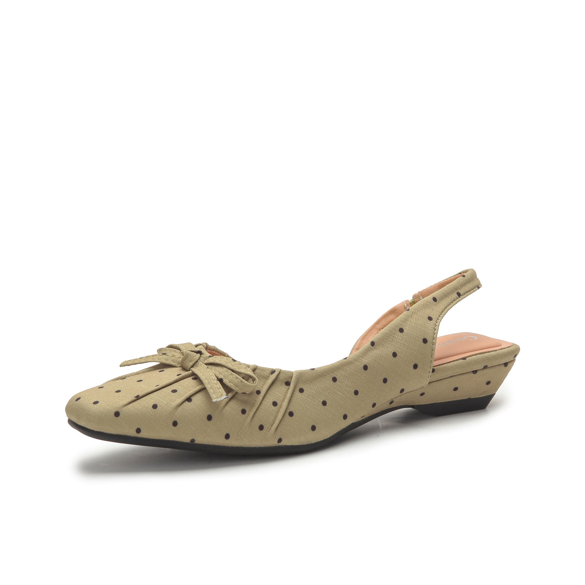 VELORA Polka Dot Bow Slingback Flat Shoes