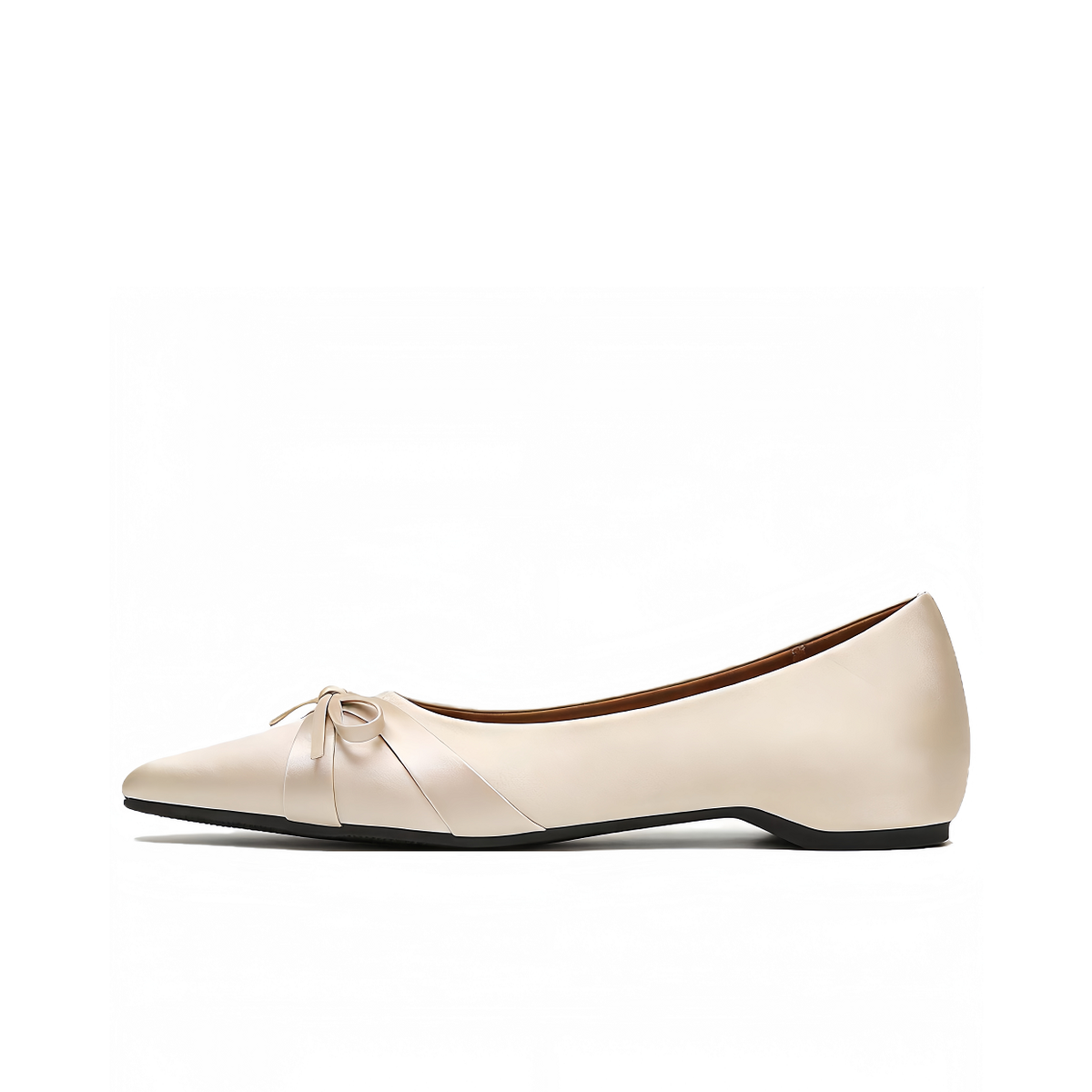 VELORA Satin Bow Pointed Toe Flat Shoes