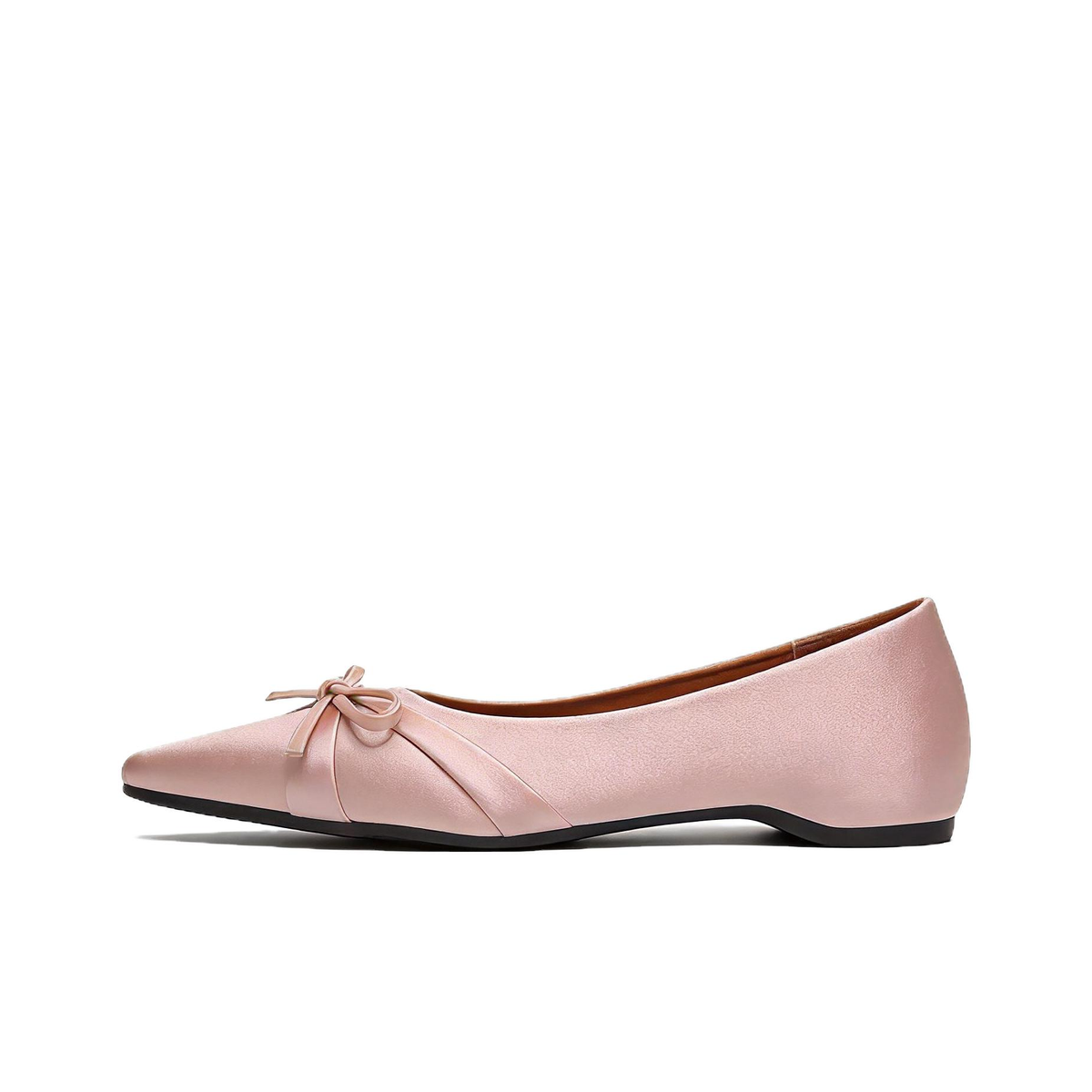 VELORA Satin Bow Pointed Toe Flat Shoes