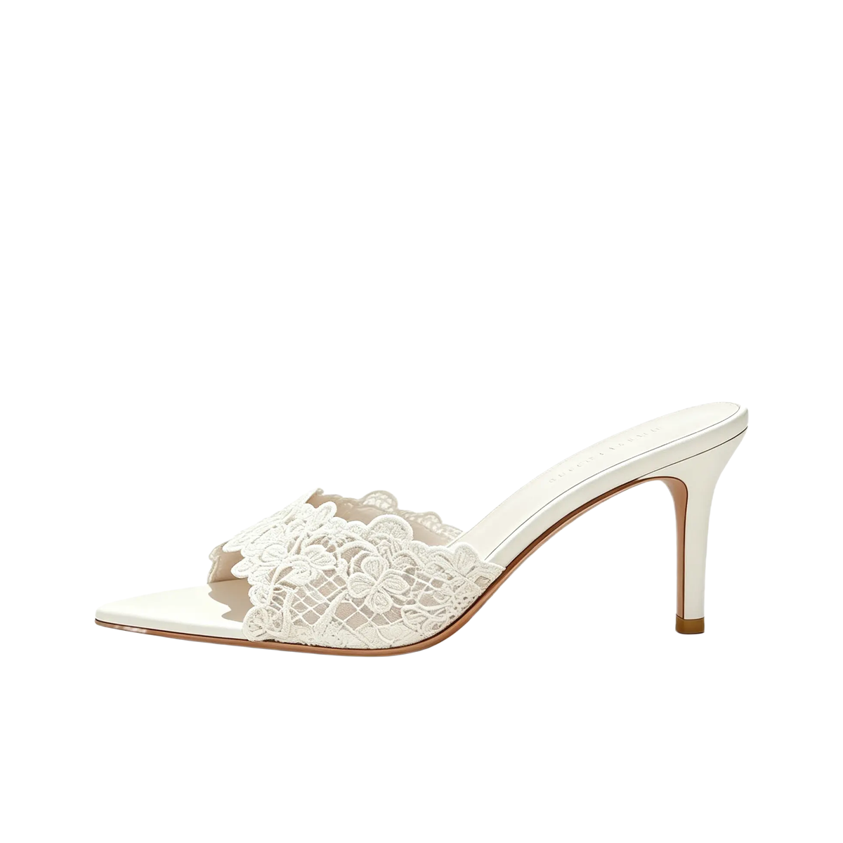 VELORA Floral Lace Stiletto Slide Sandals