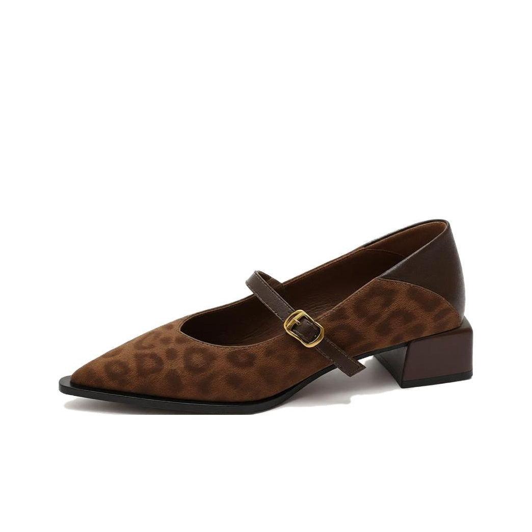 VELORA Leopard Print Mary Jane Block Heel Shoes