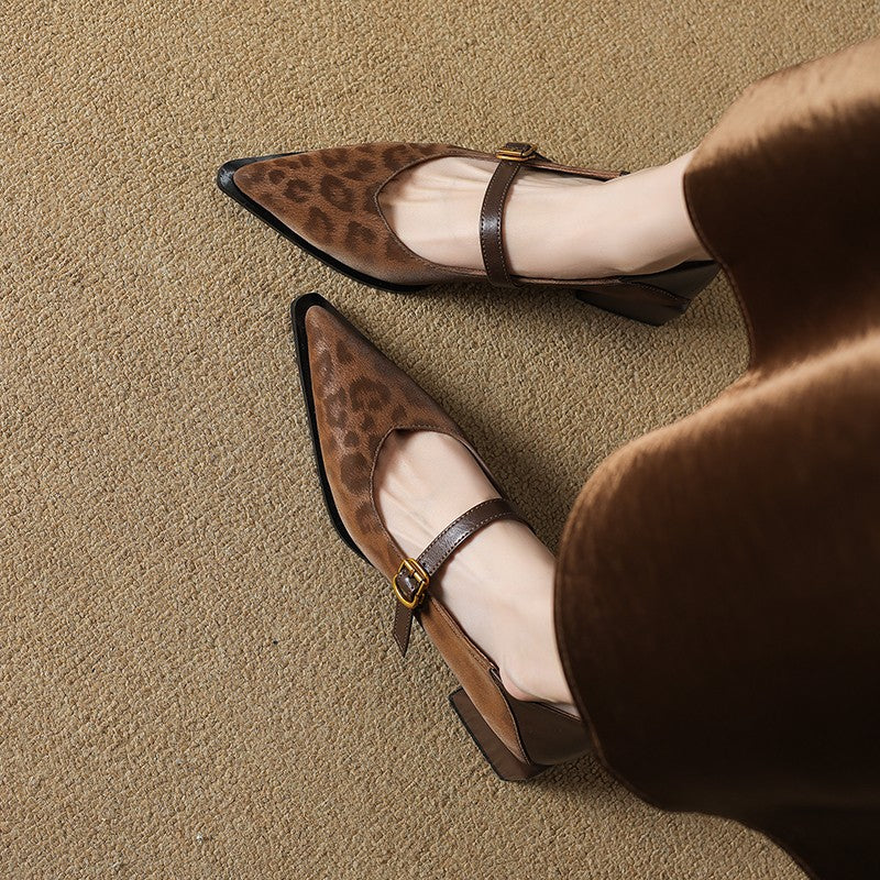 VELORA Leopard Print Mary Jane Block Heel Shoes
