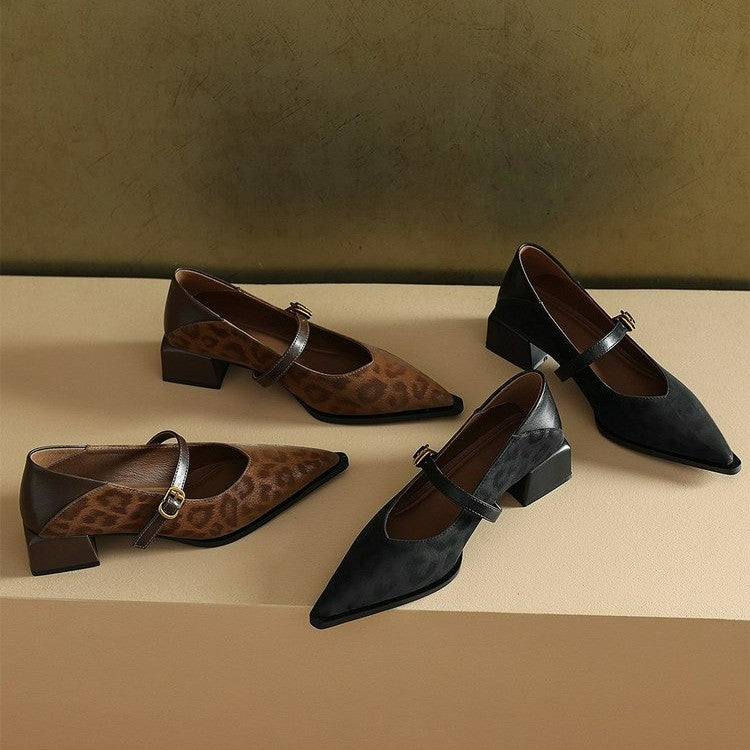 VELORA Leopard Print Mary Jane Block Heel Shoes