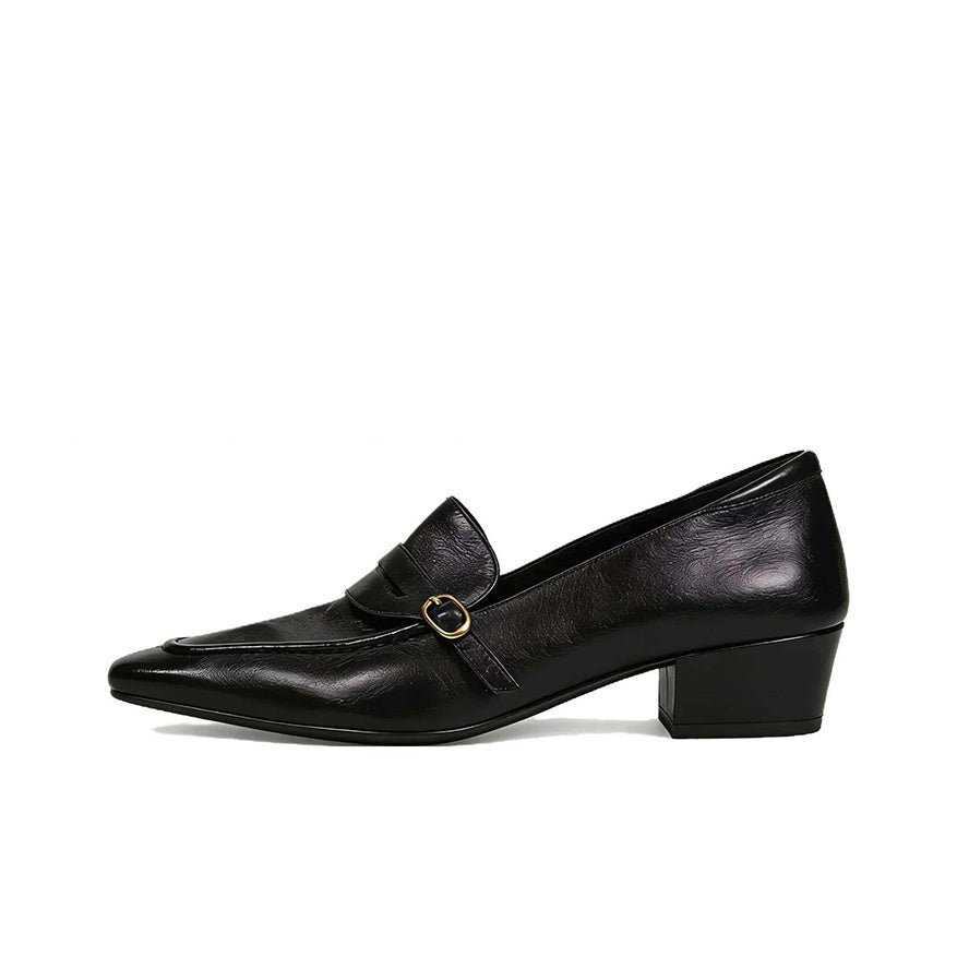 VELORA Buckle Detail Pointed Toe Loafers