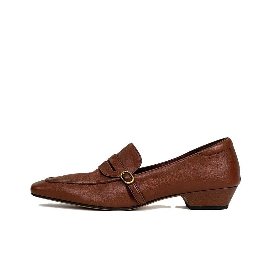 VELORA Buckle Detail Pointed Toe Loafers