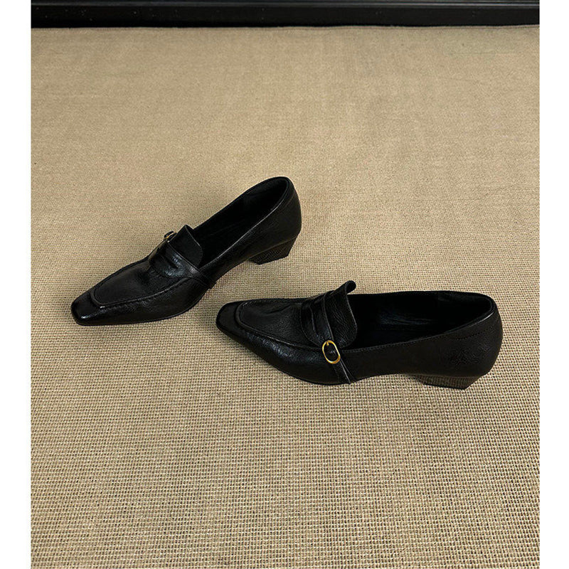 VELORA Buckle Detail Pointed Toe Loafers