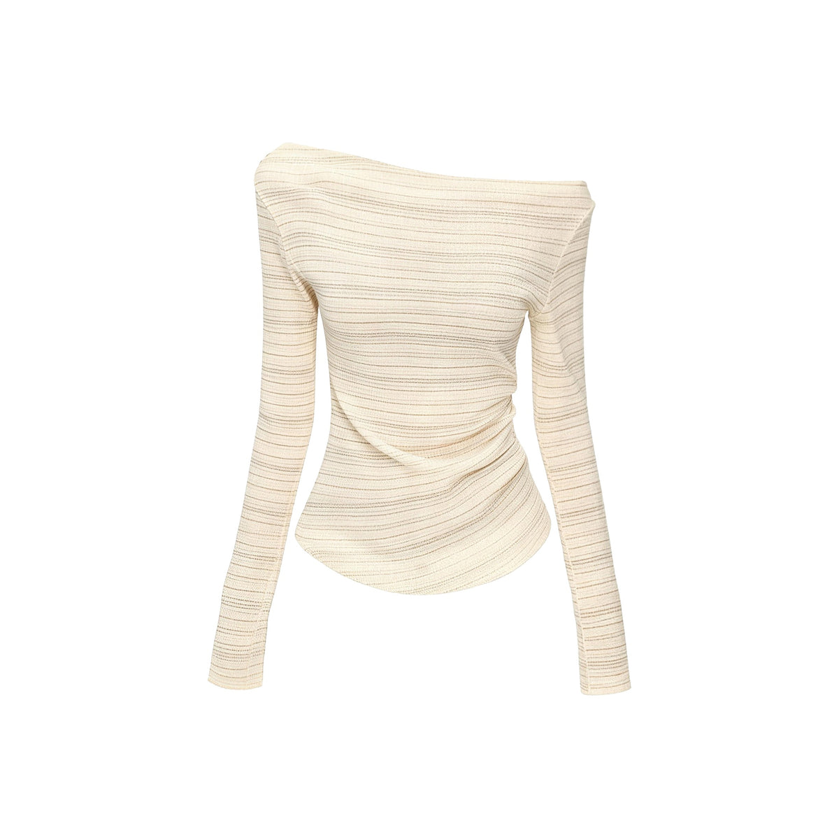 VELORA Off Shoulder Striped Long Sleeve Top